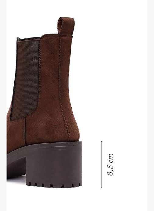 Kadın Kahverengi Kalın Topuklu Süet Chelsea Bot 25WFE251610 - Görsel 3