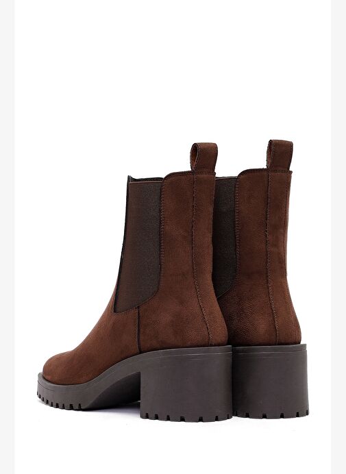 Kadın Kahverengi Kalın Topuklu Süet Chelsea Bot 25WFE251610 - Görsel 8