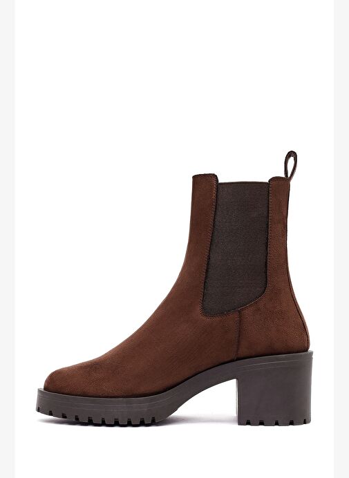 Kadın Kahverengi Kalın Topuklu Süet Chelsea Bot 25WFE251610 - Görsel 5
