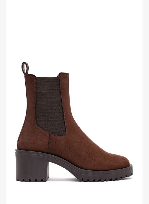 Kadın Kahverengi Kalın Topuklu Süet Chelsea Bot 25WFE251610 - Görsel 2