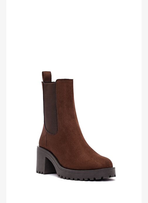 Kadın Kahverengi Kalın Topuklu Süet Chelsea Bot 25WFE251610 - Görsel 9