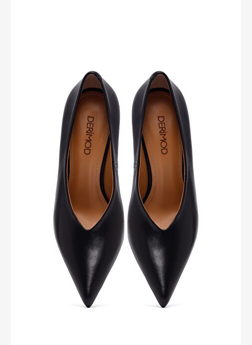 Kadın Siyah İnce Topuklu Deri Stiletto 25AFD100618 - Görsel 9