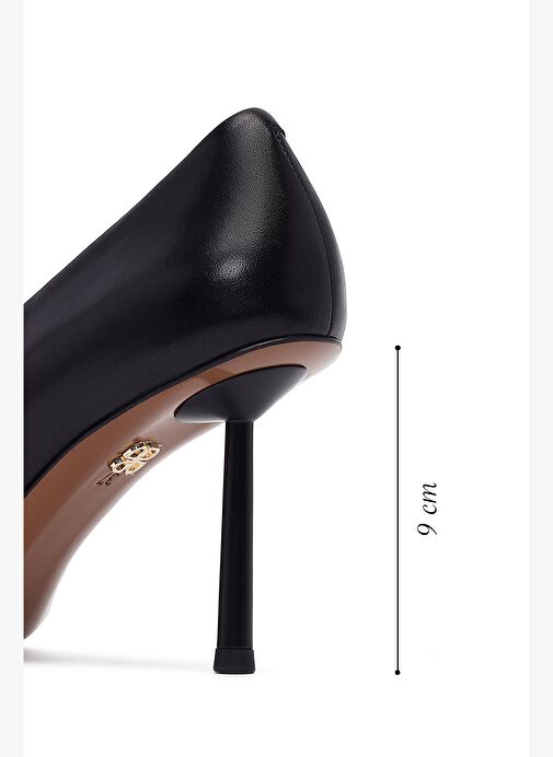 Kadın Siyah İnce Topuklu Deri Stiletto 25AFD100618 - Görsel 3