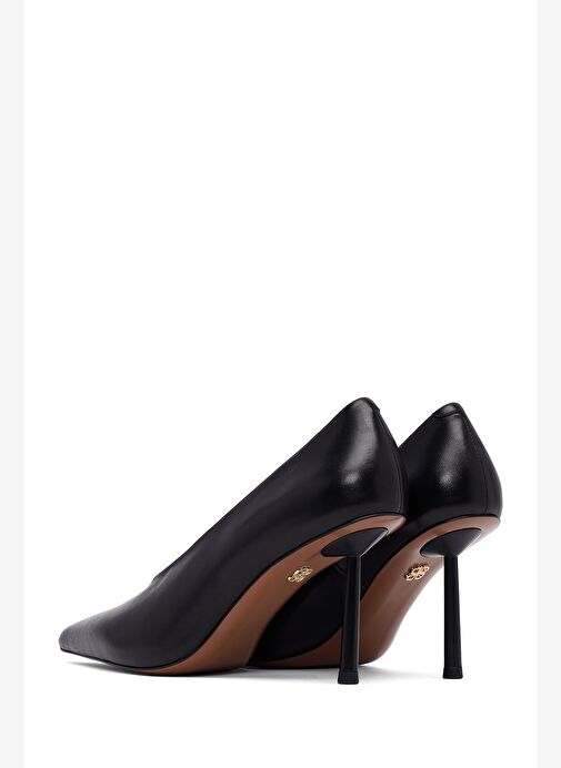 Kadın Siyah İnce Topuklu Deri Stiletto 25AFD100618 - Görsel 7
