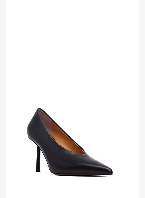 Kadın Siyah İnce Topuklu Deri Stiletto 25AFD100618 - Görsel 8