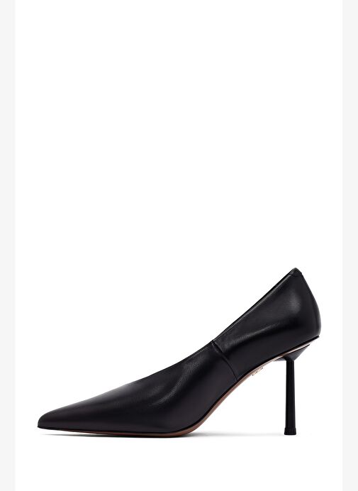Kadın Siyah İnce Topuklu Deri Stiletto 25AFD100618 - Görsel 5