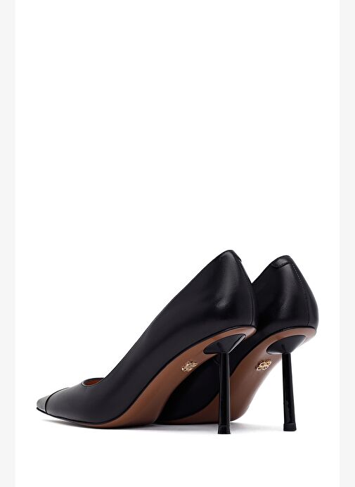 Kadın Siyah İnce Topuklu Deri Stiletto 25AFD100918 - Görsel 7