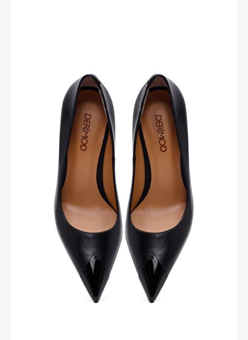 Kadın Siyah İnce Topuklu Deri Stiletto 25AFD100918 - Görsel 9