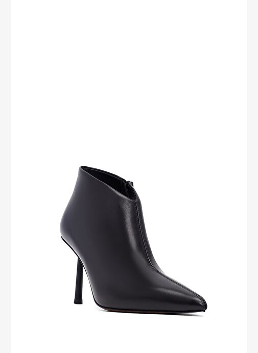 Kadın Siyah Fermuarlı İnce Topuklu Deri Bot 25AFD101018 - Görsel 9