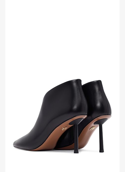 Kadın Siyah Fermuarlı İnce Topuklu Deri Bot 25AFD101018 - Görsel 8