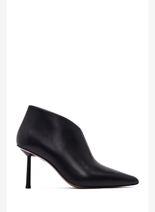 Kadın Siyah Fermuarlı İnce Topuklu Deri Bot 25AFD101018 - Görsel 2