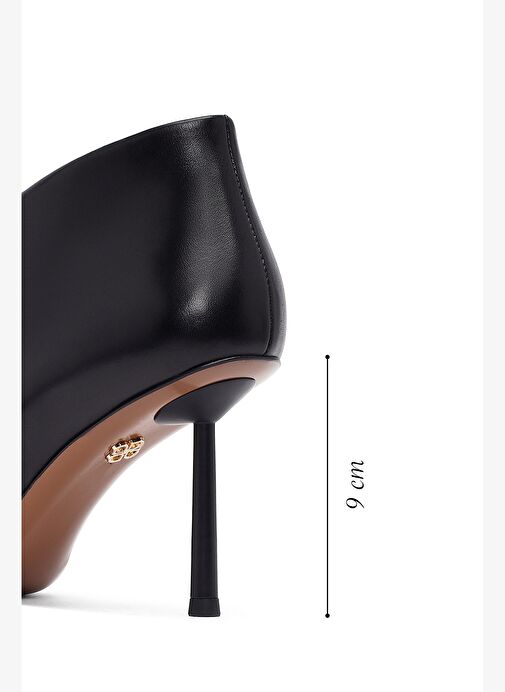 Kadın Siyah Fermuarlı İnce Topuklu Deri Bot 25AFD101018 - Görsel 3