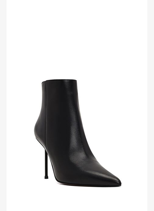 Kadın Siyah Fermuarlı İnce Topuklu Deri Bot 25WFD101218 - Görsel 9