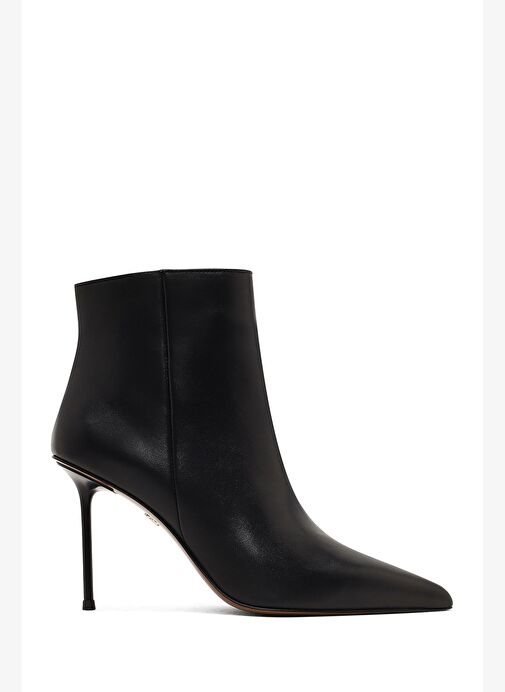 Kadın Siyah Fermuarlı İnce Topuklu Deri Bot 25WFD101218 - Görsel 2