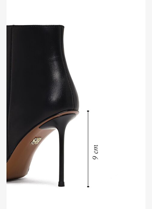 Kadın Siyah Fermuarlı İnce Topuklu Deri Bot 25WFD101218 - Görsel 3