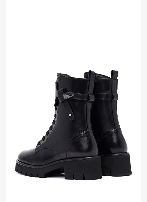 Kadın Siyah Fermuarlı Kalın Tabanlı Deri Postal Bot 25WFD101118 - Görsel 8