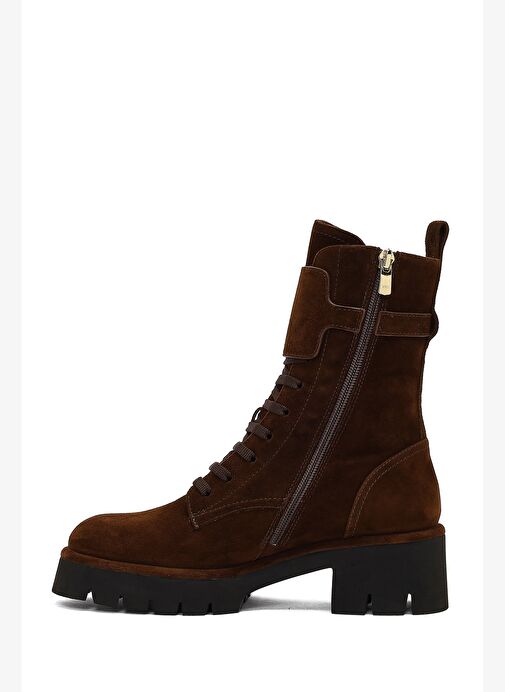 Kadın Kahverengi Fermuarlı Kalın Tabanlı Süet Deri Postal Bot 25WFD101110 - Görsel 3