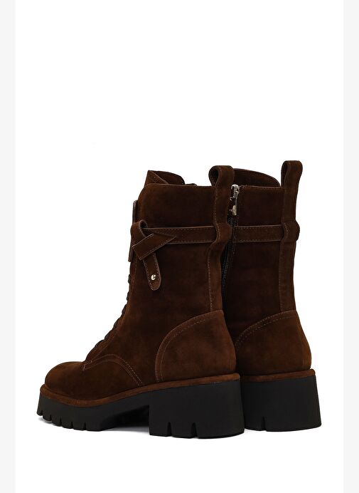 Kadın Kahverengi Fermuarlı Kalın Tabanlı Süet Deri Postal Bot 25WFD101110 - Görsel 7