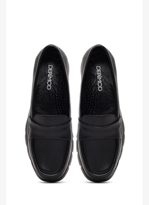Kadın Siyah Dolgu Topuklu Deri Comfort Loafer 25AFD154118 - Görsel 8