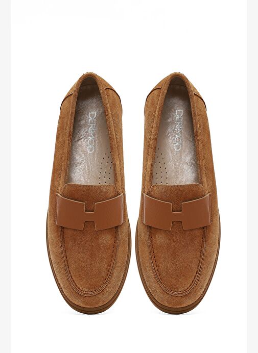 Kadın Taba Süet Deri Comfort Loafer 25AFD154210 - Görsel 8