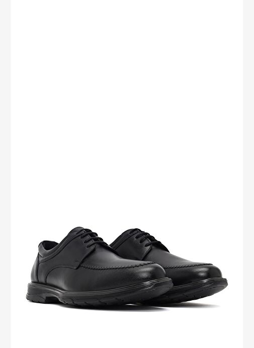 Erkek Siyah Bağcıklı Deri Casual Ayakkabı 25WFD672018 - Görsel 4