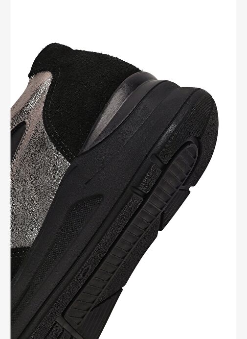 Kadın Siyah Bağcıklı Dolgu Topuklu Deri Sneaker 25AFD412714 - Görsel 9