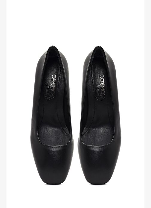 Derimod Flex Kadın Siyah Kalın Topuklu Deri Ayakkabı 25AFD380618 - Görsel 9