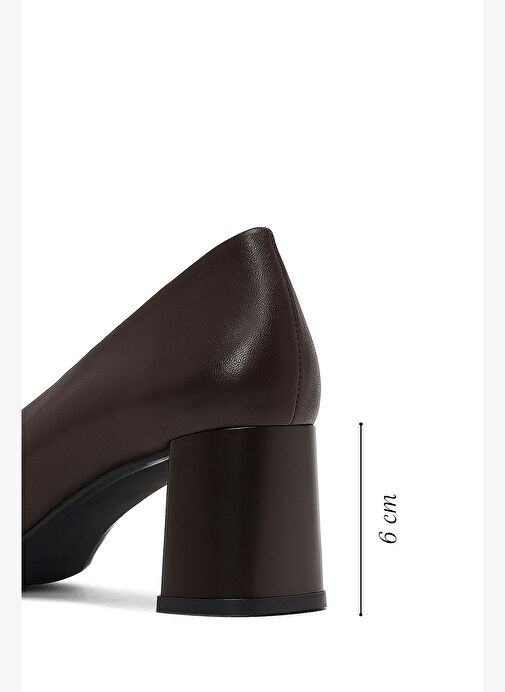 Derimod Flex Kadın Kahverengi Kalın Topuklu Deri Ayakkabı 25AFD380618 - Görsel 3