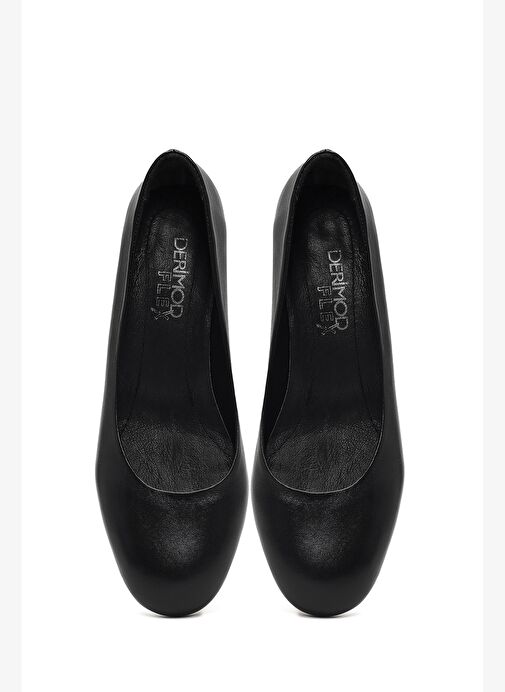 Derimod Flex Kadın Siyah Kalın Topuklu Deri Ayakkabı 25AFD380818 - Görsel 8