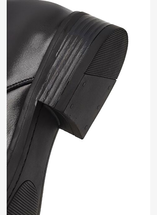 Kadın Siyah Bağcıklı Deri Maskülen Ayakkabı 25AFD189518 - Görsel 9