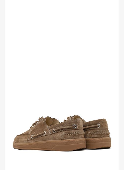 Kadın Vizon Bağcıklı Süet Deri Casual Ayakkabı 25AFD420610 - Görsel 6