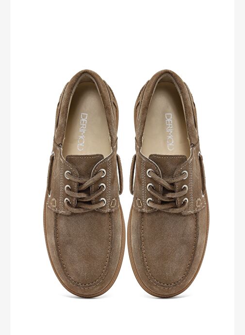 Kadın Vizon Bağcıklı Süet Deri Casual Ayakkabı 25AFD420610 - Görsel 8