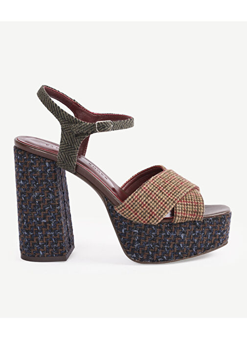 Yargıcı Çok Renkli Kadın Kumaş Topuklu Ayakkabı 23KKAY4495X - Görsel 3