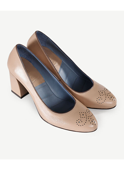 Yargıcı Bej Kadın Deri Topuklu Ayakkabı 23KKAY4508X - Görsel 6