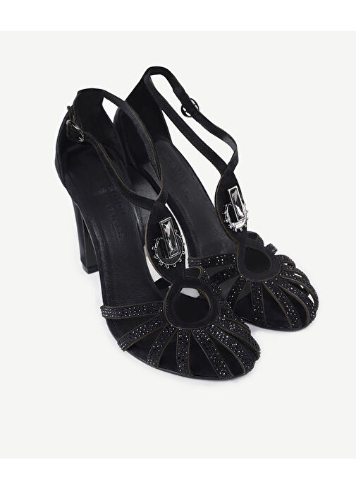 Yargıcı Siyah Kadın Süet Topuklu Ayakkabı 24YKAY4607X - Görsel 5