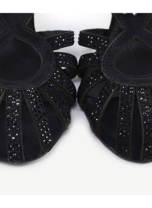 Yargıcı Siyah Kadın Süet Topuklu Ayakkabı 24YKAY4607X - Görsel 6