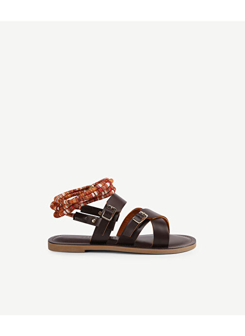ARKADAN BAĞLI DERİ SANDALET - Görsel 2