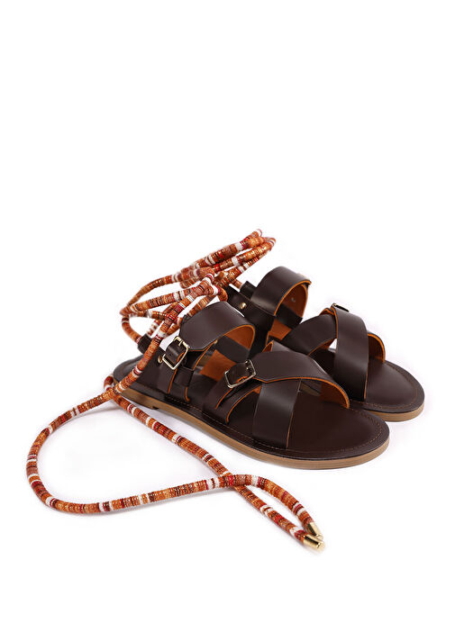 ARKADAN BAĞLI DERİ SANDALET - Görsel 5