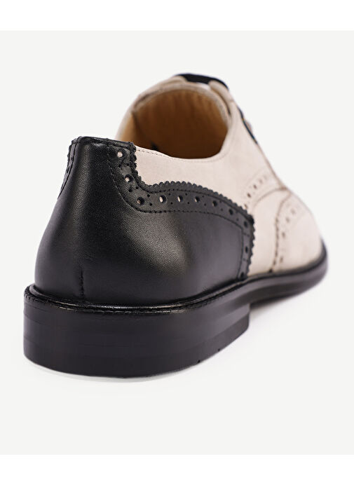 Yargıcı Bej-Siyah Erkek Nubuk Oxford Ayakkabı 24YKAY4551X - Görsel 3