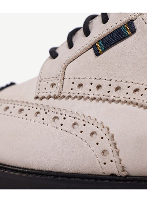 Yargıcı Bej-Siyah Erkek Nubuk Oxford Ayakkabı 24YKAY4551X - Görsel 6