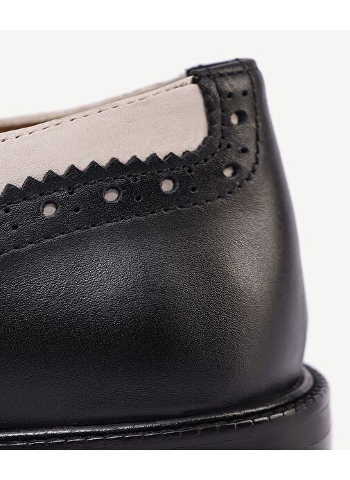 Yargıcı Bej-Siyah Erkek Nubuk Oxford Ayakkabı 24YKAY4551X - Görsel 7