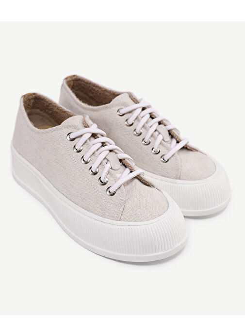 DERİ ASTARLI KANVAS SNEAKERS - Görsel 4