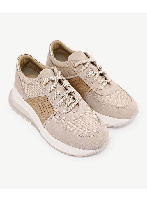 Yargıcı Yargıcı Bej FİLE DETAYLI DERİ SNEAKERS | Boyner Bej - 5. görsel