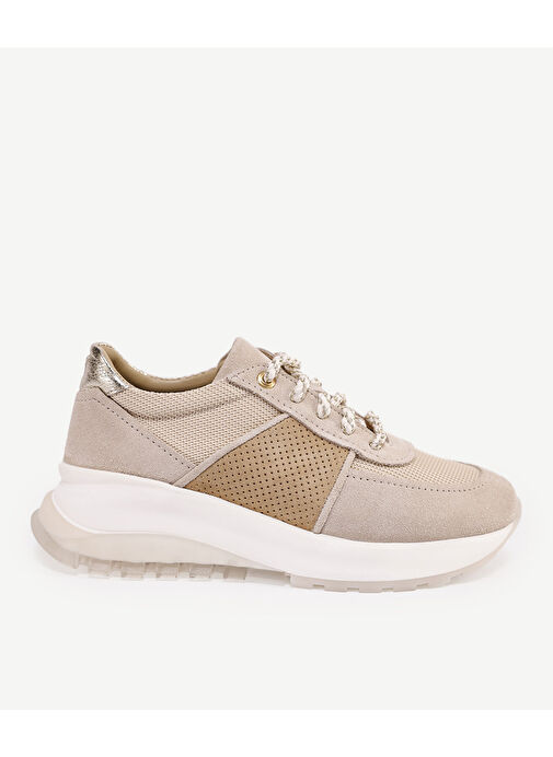 Yargıcı Bej Kadın Deri - Kumaş Espadril 24YKAY4564X - Görsel 4