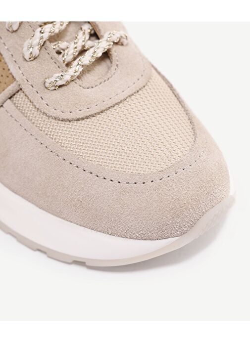 Yargıcı Bej Kadın Deri - Kumaş Espadril 24YKAY4564X - Görsel 6