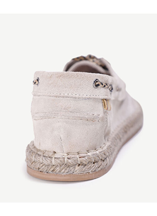 Yargıcı Bej Kadın Deri - Kumaş Espadril 24YKAY4564X - Görsel 7