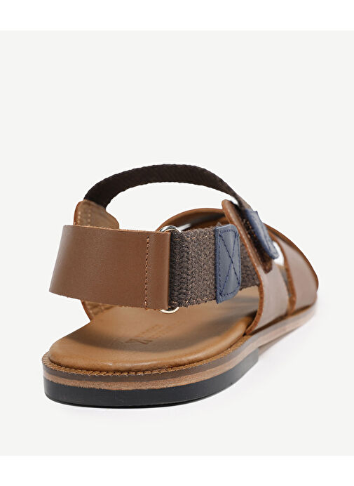 Yargıcı Taba Erkek Deri Sandalet 24YEAY4481X - Görsel 4