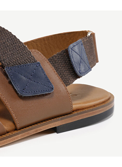 Yargıcı Taba Erkek Deri Sandalet 24YEAY4481X - Görsel 7