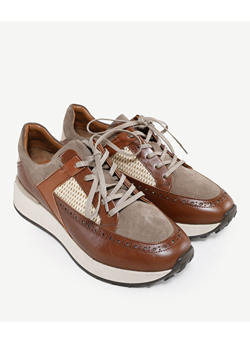 HASIR DETAYLI MASKÜLEN DERİ SNEAKERS - Görsel 8