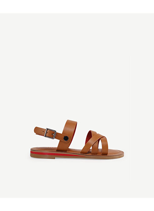 RENKLİ ASTARLI DERİ SANDALET - Görsel 2